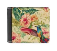 KWQDOZF Portafoglio sottile da uomo a Due Ante con 6 scomparti per Carte di credito, portamonete da viaggio e Clip per monete, Motivo: Hummingbird and Flowers