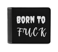 KWQDOZF Portafoglio sottile da uomo Born To Fuk con 6 scomparti per Carte, portamonete da viaggio e Clip in Pelle