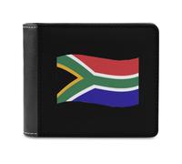 KWQDOZF Portafoglio sottile da uomo con Bandiera sudafricana che sventola, portafogli in Pelle, portamonete da viaggio con 6 scomparti per Carte di credito
