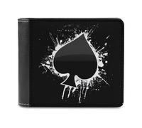 KWQDOZF Portafoglio sottile da uomo Poker A of Spades con 6 scomparti per Carte, portamonete da viaggio e Clip in Pelle