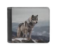 KWQDOZF Portafoglio Wolf on The Mountain, Grande capacità, in Pelle, con pochette, Borsa da viaggio per uomo e Donna, Regalo