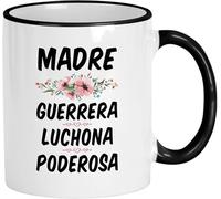 KWQDOZF Regalo para El Dia De Las Madres Mama Guerrera Luchona Poderosa Tazas de café Novedad taza de café de doble cara impresa taza de té de cerámica para mamá papá amigo esposa marido regalo 11oz