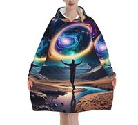 KWQDOZF Sudadera con Capucha y Manta usable con Estampado de Danza cósmica para Adultos, Sudadera con Capucha acogedora y usable para Hombres como Regalo para su mamá y su Novia.