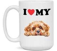 KWQDOZF Taza Amo a mi perro, Amo a mi Cavapoo, taza de café novedosa, taza de té de cerámica con impresión de doble cara para mamá, papá, amigo, esposa, esposo, 11 oz
