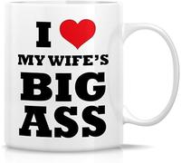 KWQDOZF Taza Amo el trasero grande de mi esposa, 11 oz, tazas de café de cerámica, sarcasmo divertido, regalos motivacionales e inspiradores para esposo, esposa, novio, novia y amigos.
