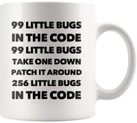 KWQDOZF Taza de café 99 Little Bugs in The Code Take One Down, novedosa, de cerámica con impresión de doble cara para té y leche, con asa, regalo para mujeres y hombres, 325 ml