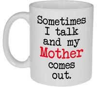 KWQDOZF Taza de Café A Veces Hablo y Viene Mi Madre Regalo para Quienes Se Relacionan con el Humor Amantes con Asa Regalo para Mujeres Hombres 11oz