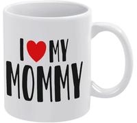 KWQDOZF Taza de café Amo a mi mamá, Amo a mi mamá, novedosa, de cerámica con impresión de doble cara, para té, leche y asa, regalo para mujeres y hombres, 11 oz