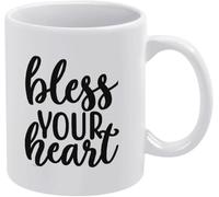 KWQDOZF Taza de café Bless Your Heart, novedosa, de cerámica con impresión de doble cara, para café, té, leche, con asa, regalo para mujeres y hombres, 325 ml