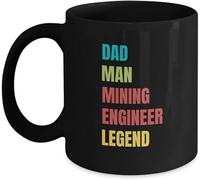 KWQDOZF Taza de café con diseño de ingeniero de minas para papá, taza de café novedosa, taza de té de cerámica con impresión de doble cara para mamá, papá, amigo, esposa, esposo, regalo de 11 oz