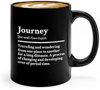 KWQDOZF Taza de café con texto en inglés Traveler Journey Definition Trip Vacation Coffee Mugs Novelty Coffee Cup Double Side Printed Ceramic Tea Mug for Mom Dad Friends Wife Marido Gift 11oz