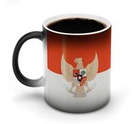 KWQDOZF Taza de café de cerámica divertida con el emblema de Indonesia y la bandera de Indonesia vintage, taza de té que cambia de color para cumpleaños, para hombres y mujeres