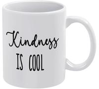 KWQDOZF Taza de café Kindness Is Cool, novedosa, de cerámica con impresión de doble cara, para café, té y leche, con asa, regalo para mujeres y hombres, 325 ml