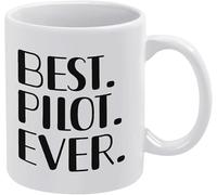 KWQDOZF Taza de café La mejor piloto de la historia, novedosa, de cerámica con impresión de doble cara para té y leche, con asa, regalo para mujeres y hombres, 325 ml