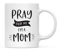 KWQDOZF Taza de café Pray for Me I'm a Mom, novedosa, de cerámica con impresión de doble cara para té y leche, con asa, regalo para mujeres y hombres, 11 oz