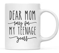 KWQDOZF Taza de café Querida mamá, lo siento por mi adolescencia, novedosa, de cerámica con impresión de doble cara para té y leche, con asa, regalo para mujeres y hombres, 11 oz