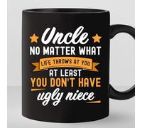 KWQDOZF Taza de café Tío, al menos no tienes una sobrina fea, taza novedosa de cerámica con impresión de doble cara para mamá, papá, amigo, esposa, esposo, regalo de 11 oz