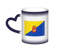 KWQDOZF Taza de cerámica con la bandera de Gran Canaria que cambia de color y es sensible al calor, taza con aislamiento, tazas de viaje únicas y novedosas, tazas para el hogar, 11 oz