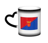 KWQDOZF Taza de cerámica con la bandera de Lanzarote que cambia de color y es sensible al calor, taza con aislamiento, tazas de viaje únicas y novedosas, tazas para el hogar, 11 oz