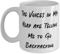 KWQDOZF Taza de té Voces Dime que vayas de mochilero Tazas de café Taza de café novedosa Taza de té de cerámica impresa de doble cara para mamá Papá Amigo Esposa Esposo Regalo 11oz