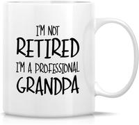 KWQDOZF Taza divertida Estoy jubilado, soy un abuelo profesional, taza de café novedosa, taza de té de cerámica con impresión de doble cara para mamá, papá, amigo, esposa, esposo, 11 oz