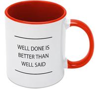 KWQDOZF Tazas de café Bien hecho es mejor que bien dicho, novedosas tazas de café de cerámica con impresión de doble cara para mamá, papá, amigo, esposa, esposo, regalo de 11 oz