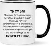 KWQDOZF Tazas de café con el mejor héroe para papá, novedosas tazas de café de cerámica con impresión de doble cara para mamá, papá, amigo, esposa, esposo, regalo de 11 oz