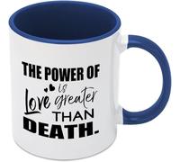 KWQDOZF Tazas de café con la frase El poder del amor es más grande que la muerte, novedosas, de cerámica con doble cara impresa, para mamá, papá, amigo, esposa, esposo, regalo de 11 oz.