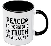 KWQDOZF Tazas de café con la frase Paz si es posible, verdad a toda costa, novedosas, de cerámica con impresión de doble cara, para mamá, papá, amigo, esposa, esposo, regalo de 11 oz