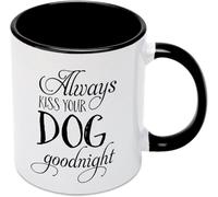 KWQDOZF Tazas de café con texto Besame al perro, buenas noches, novedosas, de cerámica con doble cara impresa, para mamá, papá, amigo, esposa, esposo, regalo de 11 oz