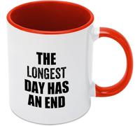 KWQDOZF Tazas de café con texto El día más largo tiene un final, novedosas tazas de café de cerámica con impresión de doble cara para mamá, papá, amigo, esposa, esposo, regalo de 11 oz