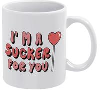 KWQDOZF Tazas de café con texto I'm A Sucker for You, novedosas, de cerámica con doble cara impresa, para mamá, papá, amigo, esposa, esposo, regalo de 11 oz