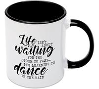 KWQDOZF Tazas de café con texto Me gusta no se trata de esperar, novedosas tazas de café de cerámica con impresión de doble cara para mamá, papá, amigo, esposa, esposo, regalo de 11 oz