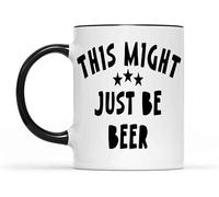 KWQDOZF Tazas de café con texto This Might Be Beer, novedosas tazas de café de cerámica con impresión de doble cara para mamá, papá, amigo, esposa, esposo, regalo de 11 oz