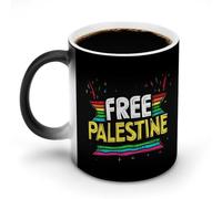 KWQDOZF Tazas de café divertidas de Palestina libre, tazas de té divertidas que cambian de color para hombres y mujeres, cumpleaños