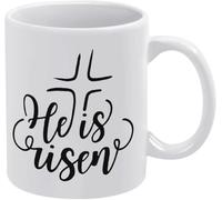 KWQDOZF Tazas de café He is Risen, novedosas tazas de café de cerámica con impresión de doble cara para mamá, papá, amigo, esposa, esposo, 11 oz