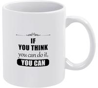 KWQDOZF Tazas de café If You Think You Can Do It You Can, novedosas tazas de café de cerámica con impresión de doble cara para mamá, papá, amigo, esposa, esposo, regalo de 11 oz