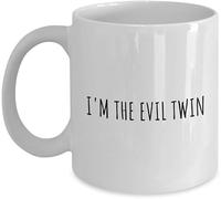 KWQDOZF Tazas de café I'm The Evil Twin, novedosas, de cerámica con impresión de doble cara, para mamá, papá, amigo, esposa o esposo, 11 oz