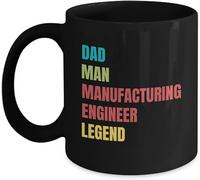 KWQDOZF Tazas de café para papá, ingeniero de fabricación, novedosas, de cerámica con impresión de doble cara, para mamá, papá, amigo, esposa, esposo, regalo de 11 oz