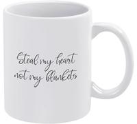 KWQDOZF Tazas de café Roba mi corazón, mis mantas, novedosas, de cerámica con impresión de doble cara, para mamá, papá, amigo, esposa, esposo, regalo de 11 oz