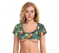 KWQDOZF Top Corto Sexy con Estampado de Plantas suculentas para Mujer de Insect Atlas, Camiseta de Tirantes con Escote en U, Ideal para Clubes nocturnos.