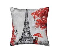KWQDOZF Tower Paris Painting Red Birds - Fundas de Almohada Decorativas para sofá Dormitorio Coche 20.0 x 20.0 in