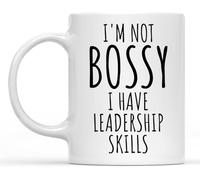 KWQDOZF Vaso de cerámica con asa, divertido, motivacional e inspirador, con temática de liderazgo I'my I Have Leadership Skills, regalo para mujeres y hombres, 11 oz