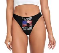 KWQDOZF Yo defiendo la Bandera, me arrodillo Ante la Cruz, Tangas para Mujer, Bragas, Tangas con Espalda en T, Ropa Interior Tipo Tan