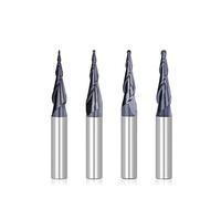 KWQNPHTRN Fresa de Punta esférica R0.25-R1.0, Fresa de Punta esférica cónica de 2 Flautas, vástago de 1/4", Herramienta de fresado de carburo, Fresa Espiral, Fresa for máquina CNC(4pcs 6.35mm)