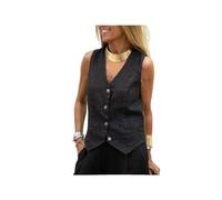 KWTF Chaleco de Lino y algodón de Color Liso para Mujer, Chaleco para Llevar en el Exterior, Chaleco para IR al Trabajo con Traje, Chaleco para Mujer