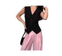 KWTF Chaleco de Mujer Blanco con Cuello en V de un Solo Pecho Vintage Retro Herramientas Chaleco Formal Casual de Negocios Chaleco Delgado Chaleco de Boda