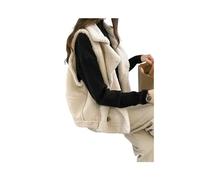 KWTF Chaleco de piel cálido a la moda para mujer, chaquetas elegantes sin mangas con cuello vuelto, chaleco informal elegante de piel sintética para invierno