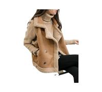 KWTF Chaleco de Piel cálido a la Moda para Mujer, Chaquetas Elegantes sin Mangas con Cuello Vuelto, Chaleco Informal Elegante de Piel sintética para Invierno
