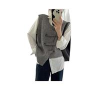 KWTF Chaleco Irregular Elegante de Moda Coreana Tejido Vintage para Mujer Otoño Invierno Chalecos Tipo suéter